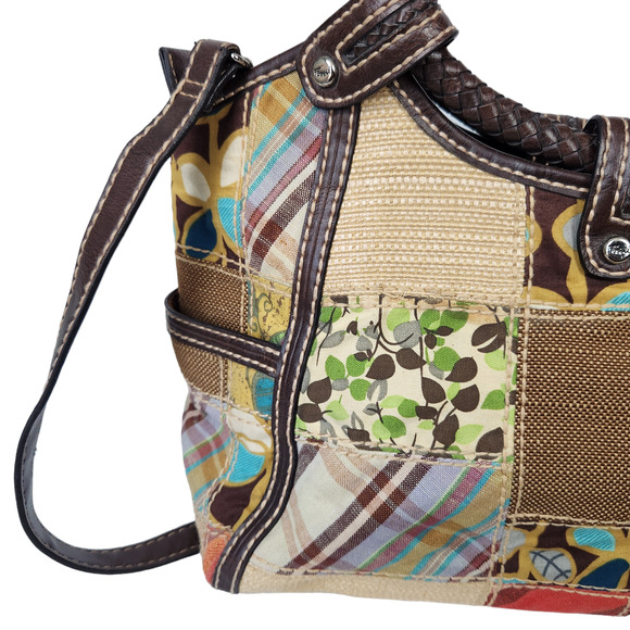 Fossil Handbag Patchwork Fabric Boho Floral Shoulder Strap - Picture 3 of 11